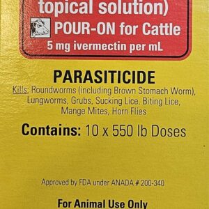 PetWealth Bundle containing Durvet Ivermectin Pour-On Dewormer for Cattle (250 mL) 2Pack and PetWealth Drench Chart