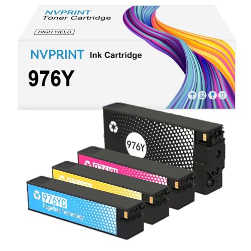 NVPRINT Remanufactured 976Y Ink Cartridges L0R06A L0R08A L0R05A L0R07A Replacement for HP PW Managed P55250dw P57750dw PageWide Pro 500 552dw MFP 577dw MFP 577z Series Printer.(4 Pack)