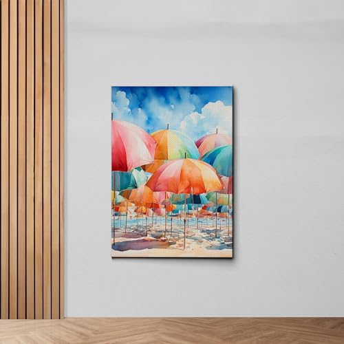 Abstract Summer Samsung Frame TV Art, People At The Beach Scene, Vintage Coastal print, Canvas, Art Print