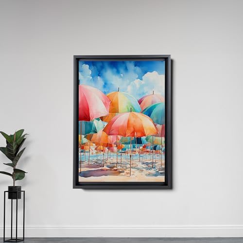 Abstract Summer Samsung Frame TV Art, People At The Beach Scene, Vintage Coastal print, Canvas, Art Print