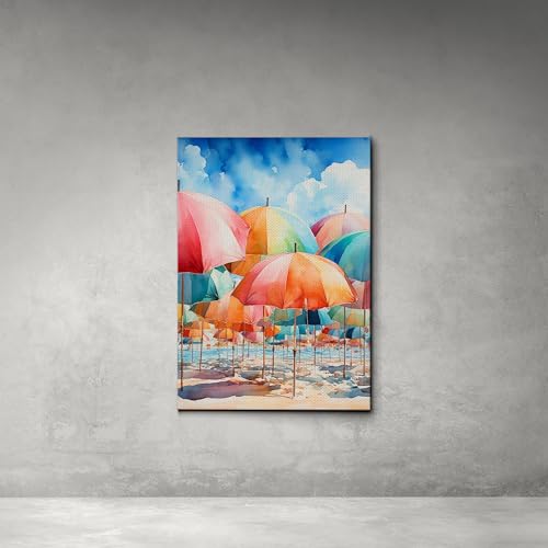 Abstract Summer Samsung Frame TV Art, People At The Beach Scene, Vintage Coastal print, Canvas, Art Print