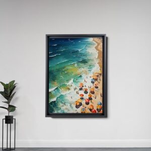 Abstract Summer Samsung Frame TV Art, People At The Beach Scene, Vintage Coastal print, Canvas Prints, Wall Decor