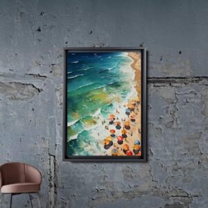 Abstract Summer Samsung Frame TV Art, People At The Beach Scene, Vintage Coastal print, Canvas Prints, Wall Decor