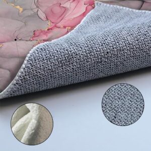 Pink Marble Area Rug Carpet for Kids Teen Girls Boys Bedroom, Living Room, Washable Outdoor Indoor Accent Throw Runner Floor Mat Area+Rug Gold Line Contemporary Geometric Grey 6FT(Round)