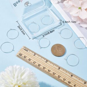 Beebeecraft 1 Box 8Pcs Beading Earring Hoops Sterling Silver Open Oval Round Wine Glass Charm Rings Earring Findings Supplies for Jewelry Making DIY Craft Kit