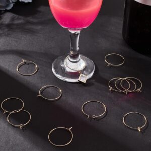 Beebeecraft 1 Box 100Pcs 25mm Wine Glass Charm Rings 18K Gold Plated 316 Stainless Steel Open Round Beading Earring Hoops Findings Supplies for Jewelry Making DIY Craft Kit