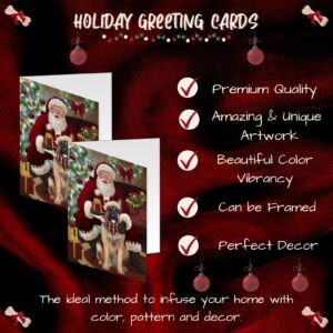 Red Santa German Shepherd Dog Special Holiday Greeting Cards - Adorable Pets Invitation Cards with Envelopes - Pet Artwork Christmas Greeting Cards GCD3155 (50 Greeting Card)