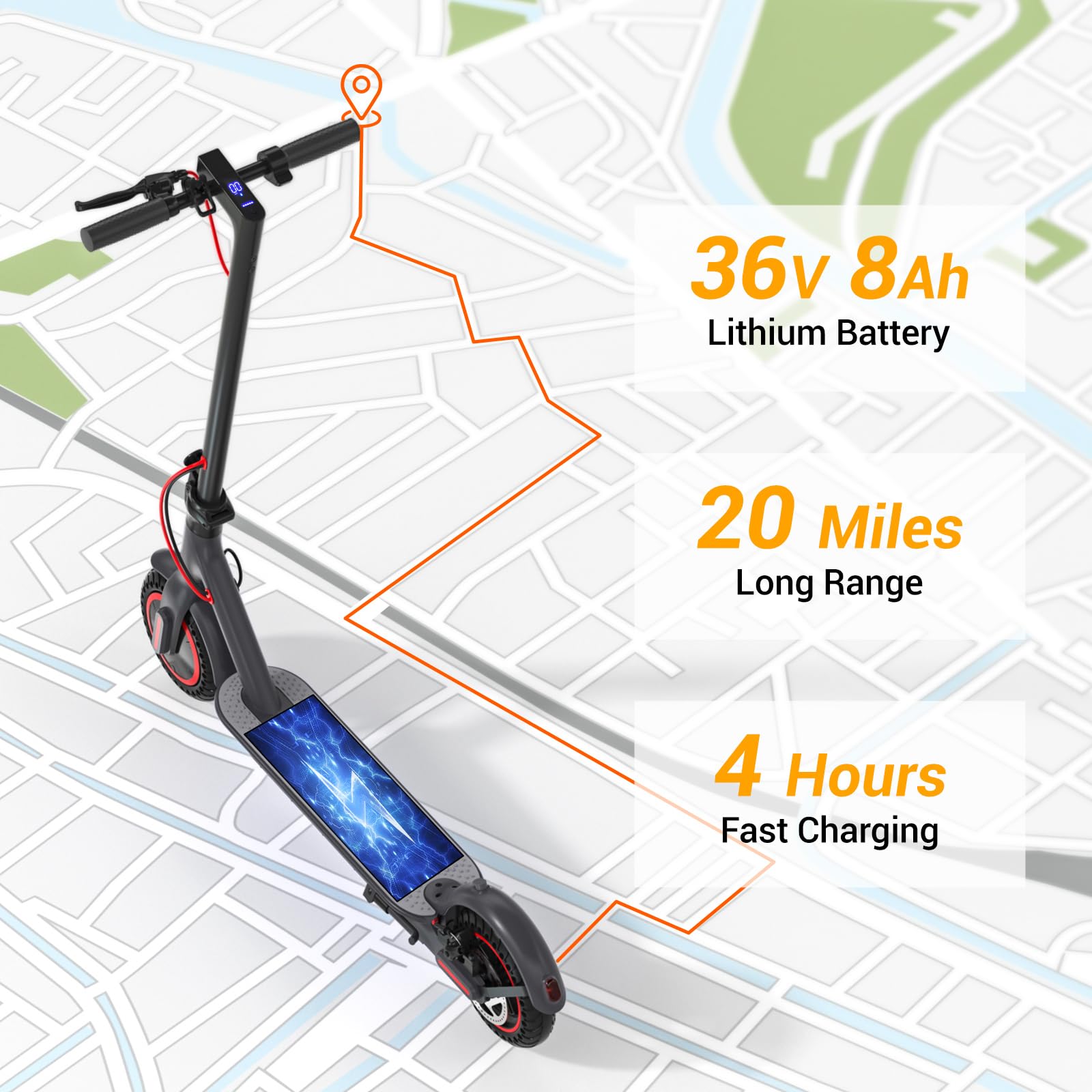 RIDWIND Electric Scooter Adults, 500W Peak Motor, 20 Miles Range, 15.5Mph eScooter, 8.5" Tires, Dual Braking System, Portable Folding Commuting Scooter Electric for Adults Teens with APP Control