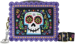 loungefly coco miguel calavera floral skull crossbody bag