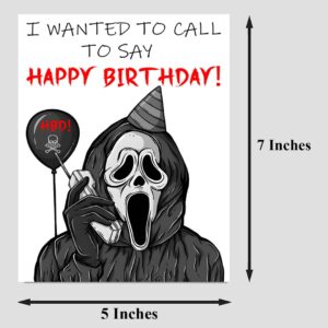 Wanted to Call to Say Happy Birthday Horror Themed Birthday Card, Funny Card for Wife Husband Boyfriend Girlfriend Mom Dad, Card for Him Her Friend Brother Sister, Funny Greeting Card (5 inches by 7