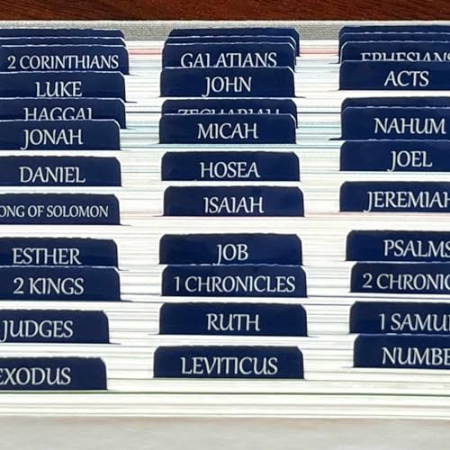 Laminated Bible Tabs, Reposition Large Print Stickers, Easy to Read and Apply Bible Tabs for Women and Man (Sapphire Blue)