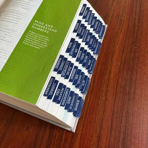 Laminated Bible Tabs, Reposition Large Print Stickers, Easy to Read and Apply Bible Tabs for Women and Man (Sapphire Blue)