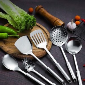 7Pieces Stainless Steel Kitchenware Set Cooking Spoon Shovel Spatula Soup Colander Home Kitchen Utensils Tools Gifts Kitchen