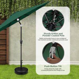 YSSOA 7.5' Patio Outdoor Table Market Yard Umbrella with 6 Sturdy Ribs, 7.5ft, Green