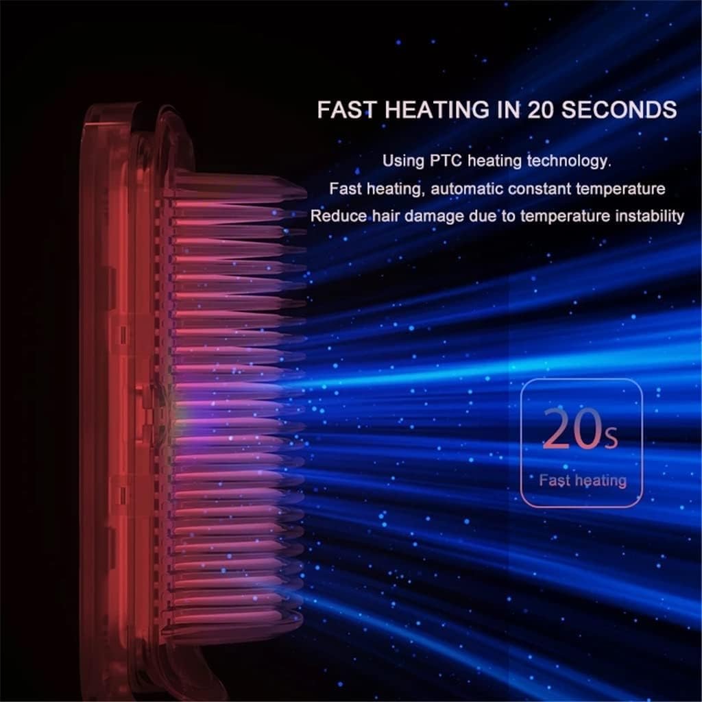 PATINS Electric Hair Straightening Comb Professional Heated Comb Wet Dry Use Hair Straightener Anti-scalding Hair Straight Curling