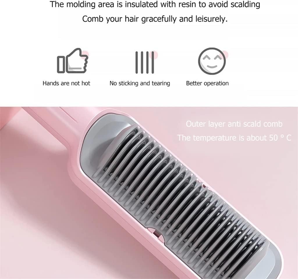 PATINS Electric Hair Straightening Comb Professional Heated Comb Wet Dry Use Hair Straightener Anti-scalding Hair Straight Curling