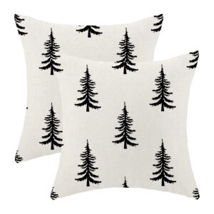 cxmeifly christmas pillow covers 20x20 inch set of 2 white black christmas tree decor throw pillows winter xmas holiday outdoor cushion cases for couch bed decorations