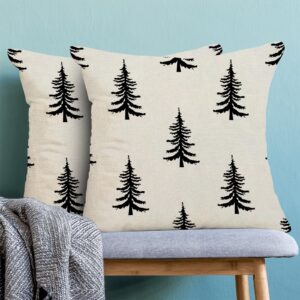 CXMEIFLY Christmas Pillow Covers 20x20 Inch Set of 2 White Black Christmas Tree Decor Throw Pillows Winter Xmas Holiday Outdoor Cushion Cases for Couch Bed Decorations