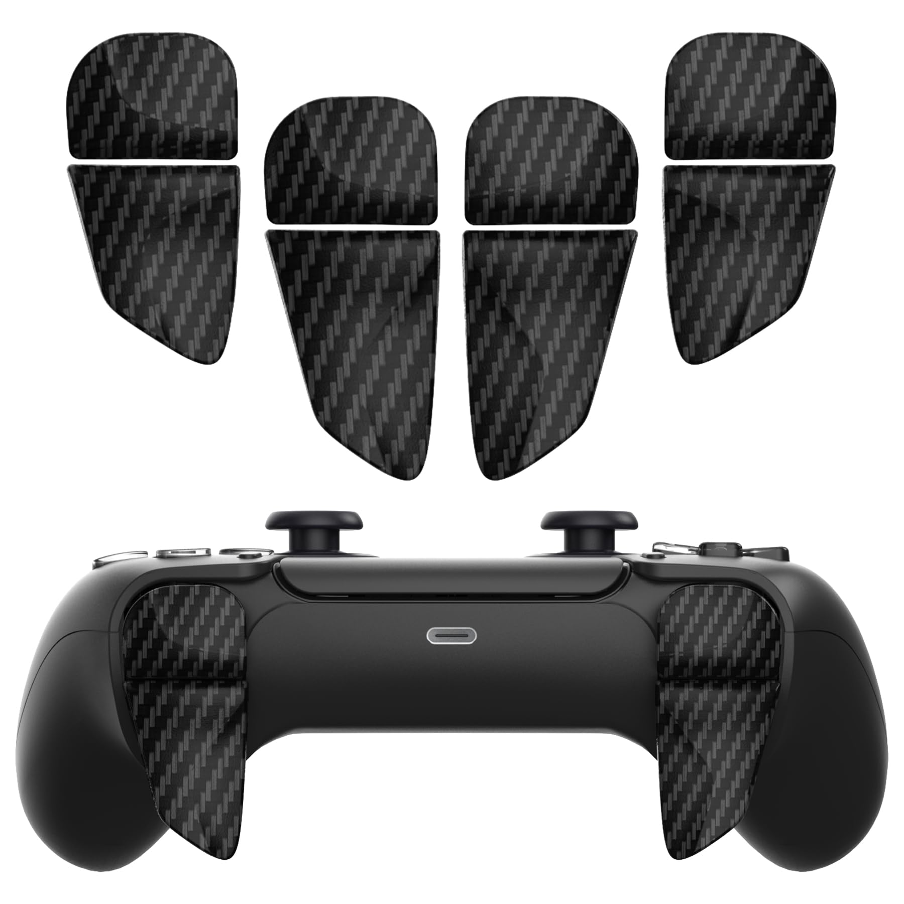 PlayVital Blade 2 Pairs Shoulder Buttons Extension Triggers for ps5 Controller, Game Improvement Adjusters for PS Portal Remote Player, Bumper Trigger Extenders for ps5 Edge - Graphite Carbon Fiber