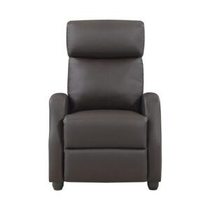 Lexicon Barbal 27" W Faux Leather Push Back Recliner Chair, Dark Brown