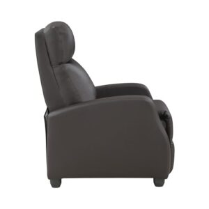 Lexicon Barbal 27" W Faux Leather Push Back Recliner Chair, Dark Brown