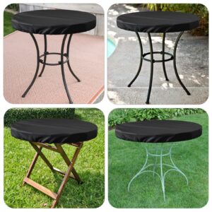 SoloToo Outdoor Round Table Cover,Waterproof Anti-UV Patio Round Table Top Covers,Fits Round Patio Furniture Up to 55" - 56" Diameter (Black)