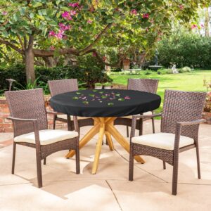 SoloToo Outdoor Round Table Cover,Waterproof Anti-UV Patio Round Table Top Covers,Fits Round Patio Furniture Up to 55" - 56" Diameter (Black)