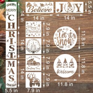 Large Christmas Stencils for Painting on Wood, Reusable Merry Christmas Stencils Porch Sign Stencils Xmas Holiday Stencils for Wood Sign Door Decor DIY Crafts