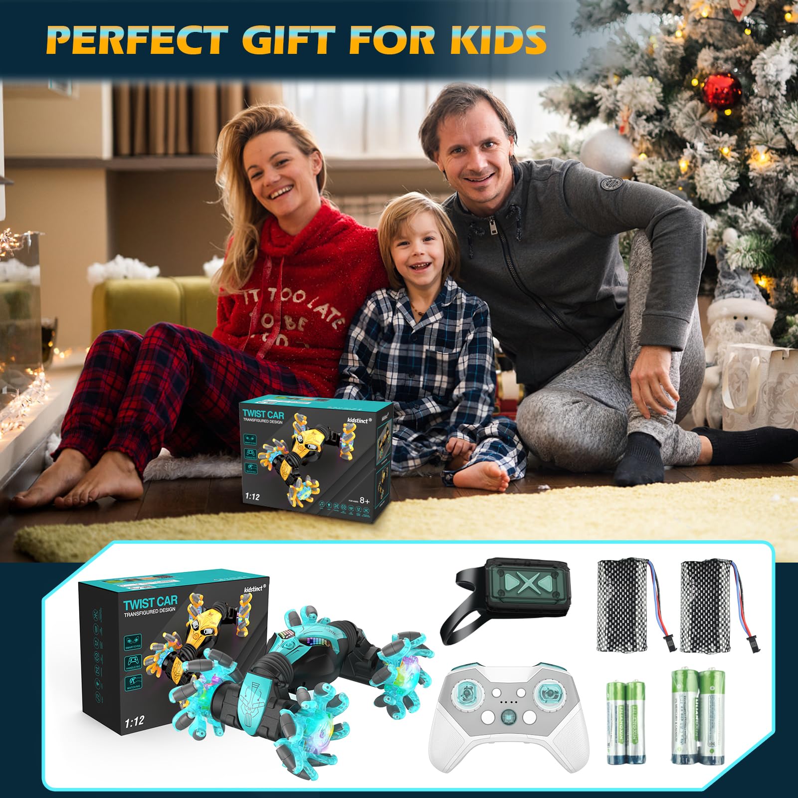 Gesture RC Car, 2.4Ghz 4WD Hand Controlled RC Car, Gesture Sensing RC Stunt Car, Remote Control Car 360 Rotating Drift RC Car RC Crawler Adults RC Cars for Boys Kids Age 8-12 Xmas Toy Cars for Girls