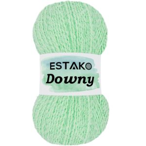 Estako Downy 40% premium acrylic and 60% polyamide Soft DK - Light Worsted #3 Fuzzy Yarn for Crocheting and Knitting 3.52 oz (100 gr) 267 Yds (245 m) (8930 - Mint)