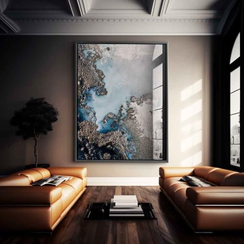 Acrylic Glass Picture Sea of Secrets Beige Abstract Art Modern Art Size 80 x 60 cm Silver