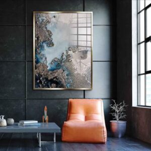 Acrylic Glass Picture Sea of Secrets Beige Abstract Art Modern Art Size 80 x 60 cm Silver