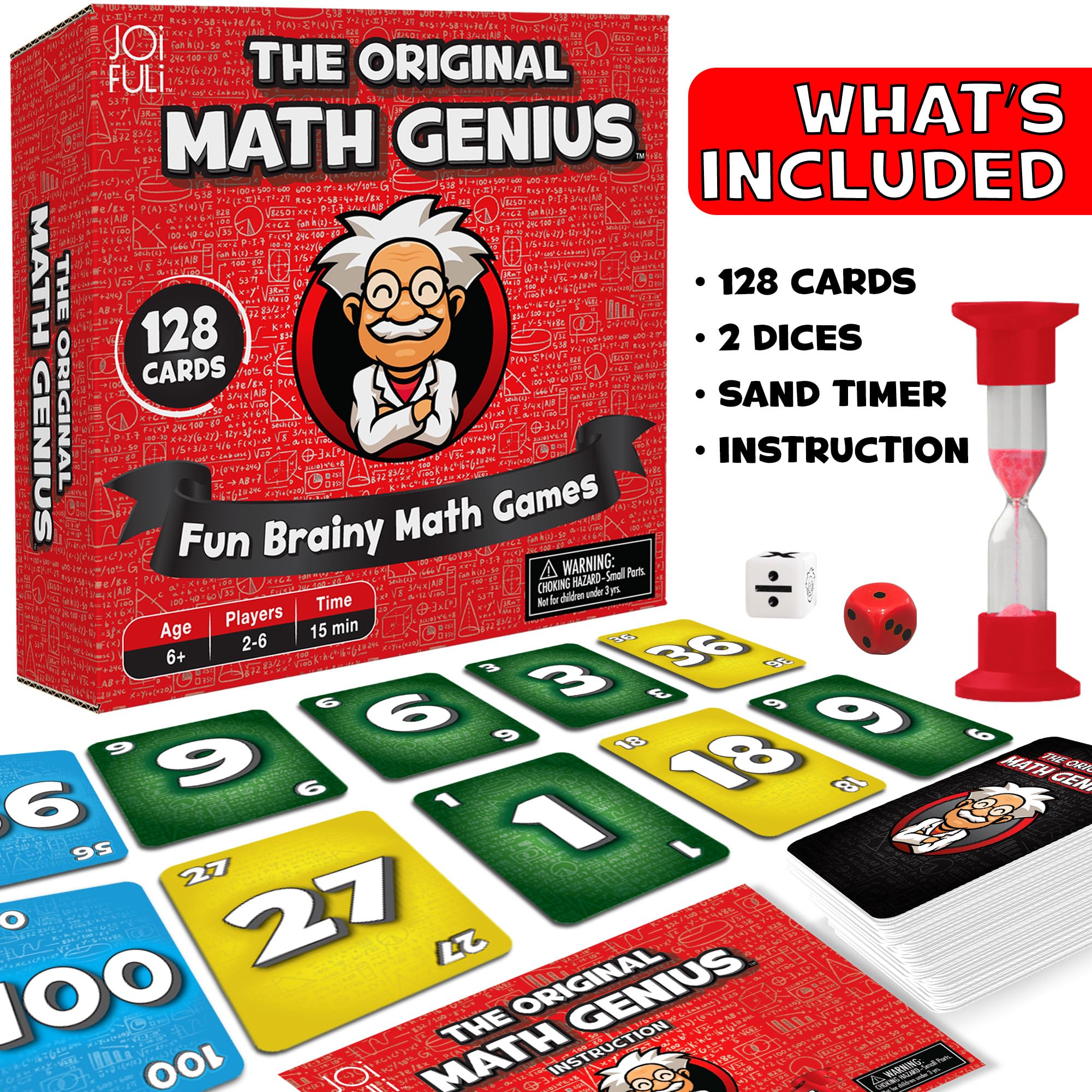 JOiFuli The Original Math Genius Card Game: STEM Educational Math Game Addition, Subtraction, Multiplication, Division, All Education Levels Ideal for Homeschooling, Classroom, and Group Learning