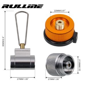 RULLINE Gas Refill Adapter Kit for Camping Stoves - EN417 Lindal Valve Canister Refill Adapter Set for Propane/Isobutane/Butane Gas Tanks - Backpacking Stove Refill Valve with 3 PCS Adapters