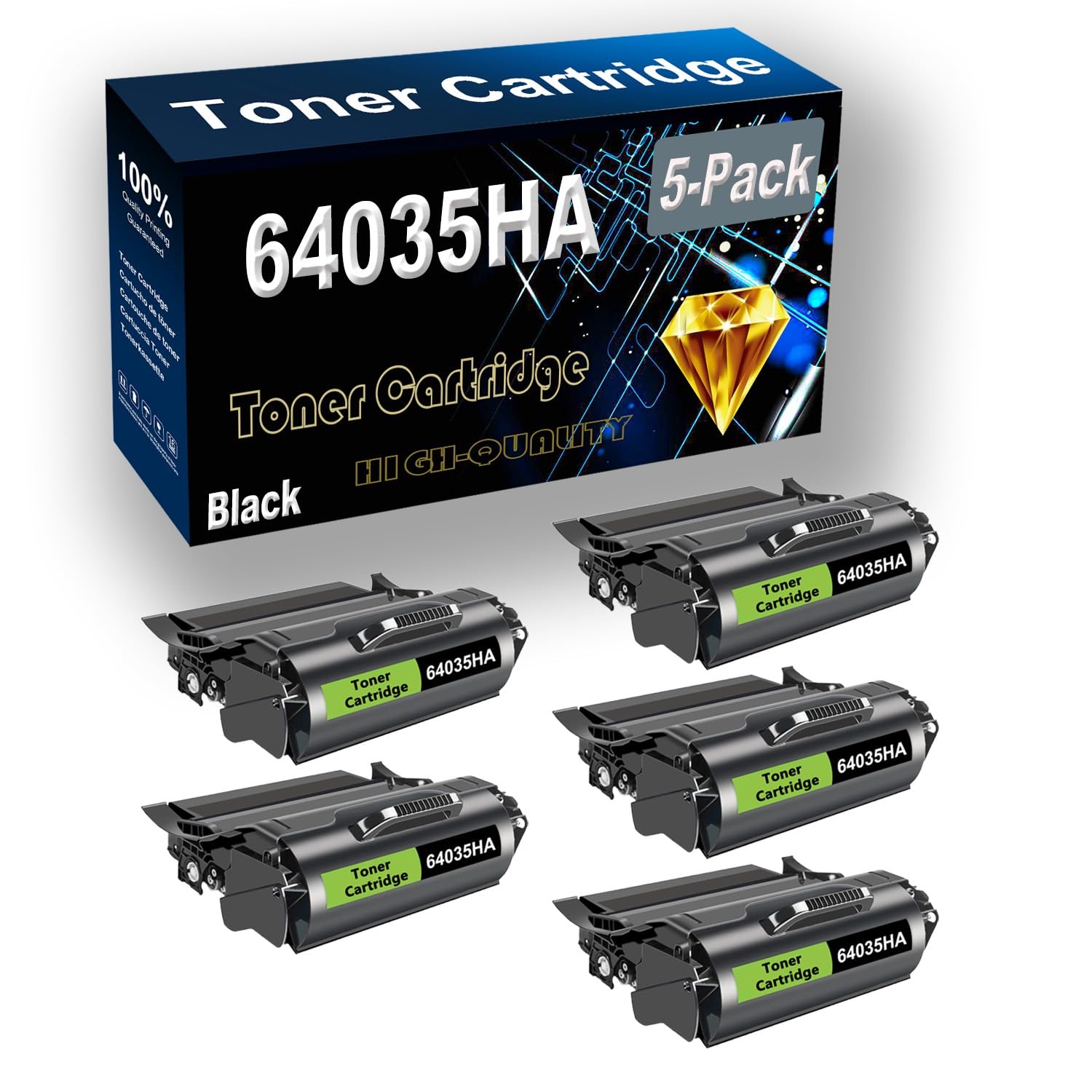 Kolasels Remanufactured Toner Cartridge Replacement for 64035HA for T640, T642, T644 Printer (5-Pack Black)