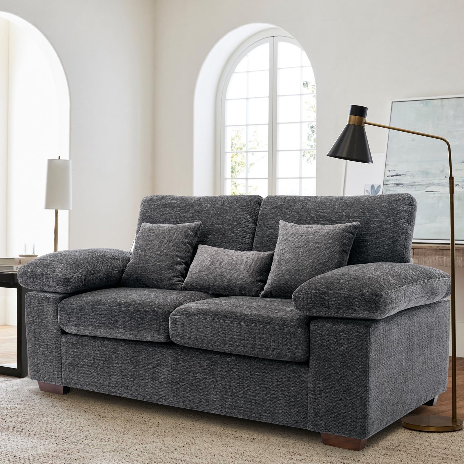 COLAMY 9532-Grey Fabric loveseat, Grey