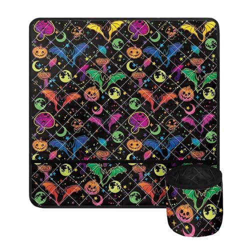 HUISEFOR Halloween Bat Sewing Machine Pad for Table with Pockets, Hippie Sewing Machine Pad Reduce Vibration Waterproof Sew Machine Pad to Reduce Noise