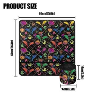 HUISEFOR Halloween Bat Sewing Machine Pad for Table with Pockets, Hippie Sewing Machine Pad Reduce Vibration Waterproof Sew Machine Pad to Reduce Noise