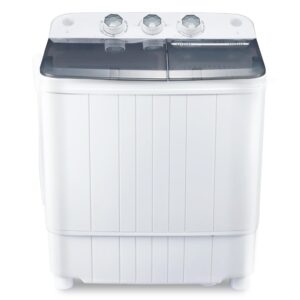 portable washers 17.6lbs compact washing machine and spinner twin tub washer and dryers for home apartment dorms, grey