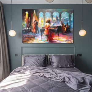 Romantic Couple Canvas, Piano Wall Decor, Sparkling Dance Pleasure Canvas, Abstract Music Wall Decor Canvas Wall Art Living Room Posters Bedroom Paintings And Picture Prints Modern Home Bedroom Decora