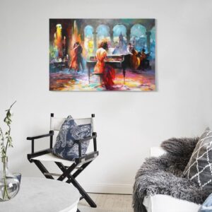 Romantic Couple Canvas, Piano Wall Decor, Sparkling Dance Pleasure Canvas, Abstract Music Wall Decor Canvas Wall Art Living Room Posters Bedroom Paintings And Picture Prints Modern Home Bedroom Decora