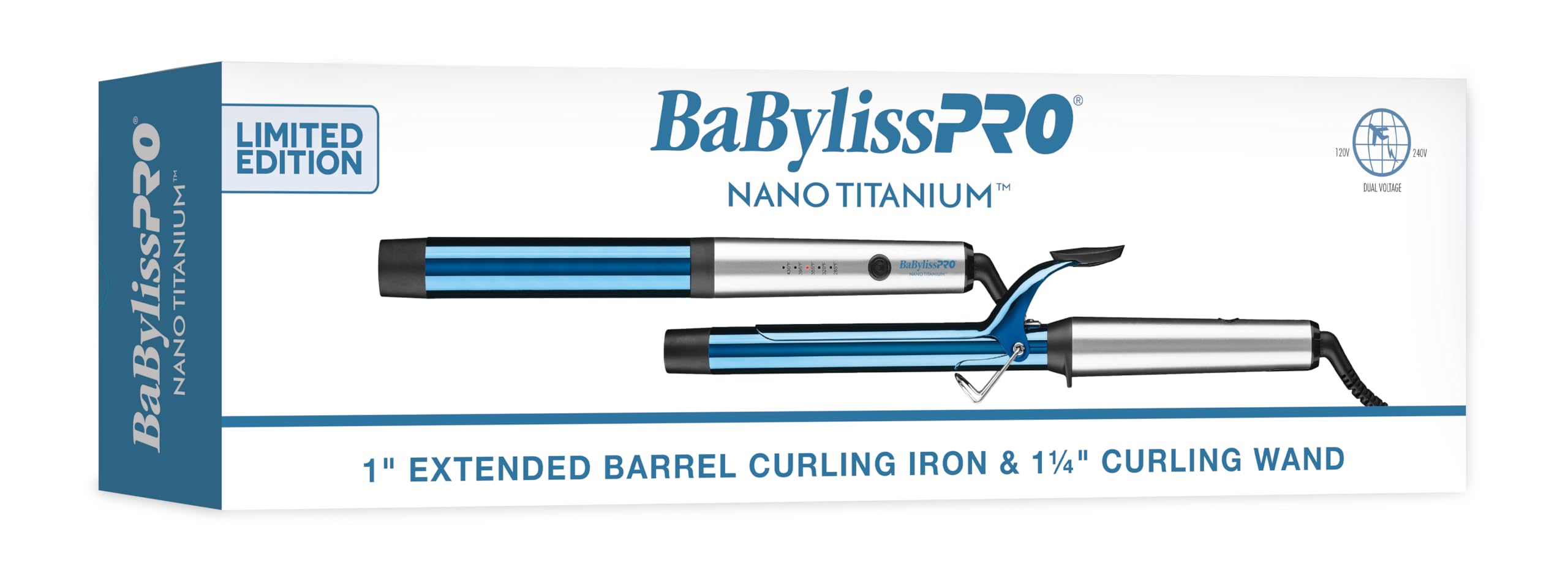 BaBylissPRO Nano Titanium Limited Edition Prepack - 1" extended barrel curling iron & 1 1/4" curling wand