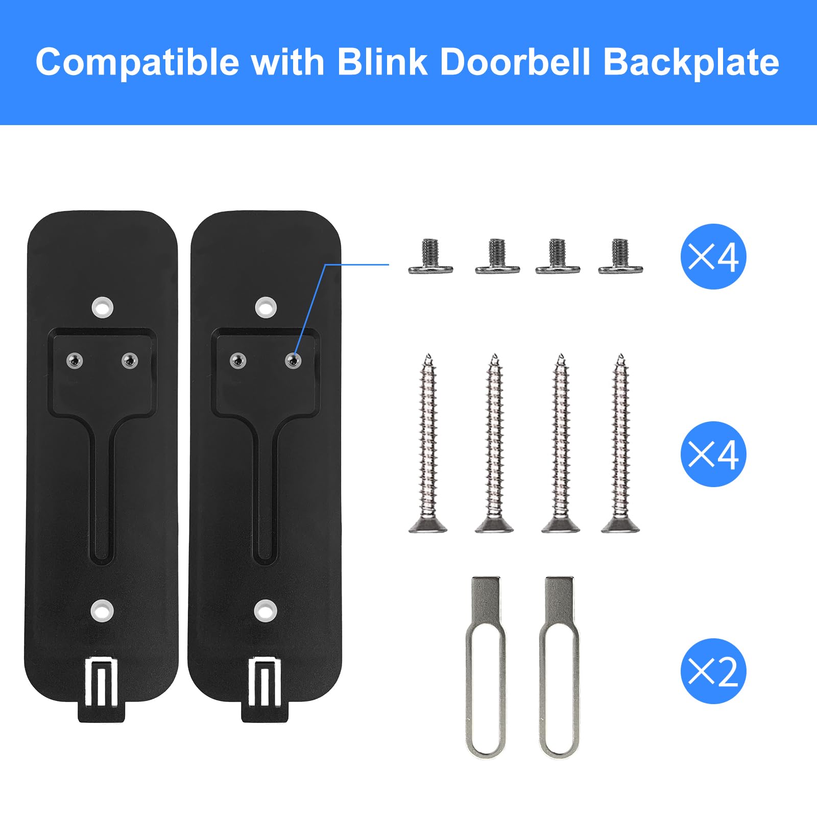 Backplate Compatible with Blink Video Doorbell, Back Plate Replacement Mounting Part with Blink Key Tool(2 pack, Black)