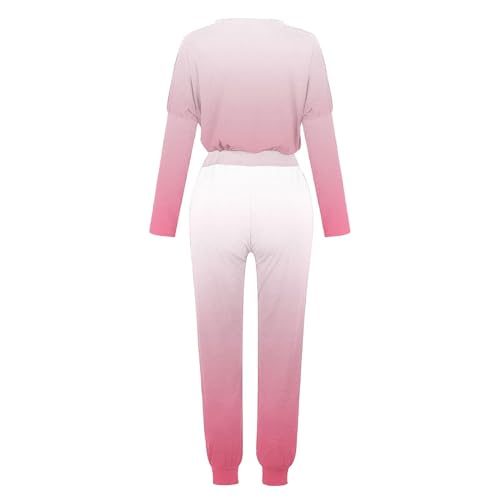 JMMSlmax Jogger Sets for Women 2 Piece Long Pants Crew Neck Long Sleeve Shirts Drawstring Sweatpants Pocket Soft Lounge Sets