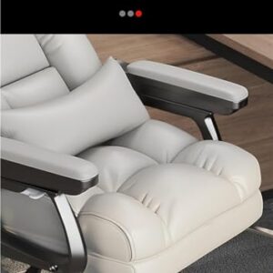 Home Office Desk Chairs, Swivel Chair Leather Comfortable Latex Cushion Ergonomic Business Computer Office Gaming Lift Swivel Chair (Color : White)