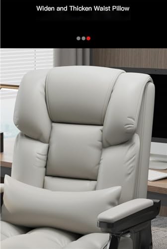 Home Office Desk Chairs, Swivel Chair Leather Comfortable Latex Cushion Ergonomic Business Computer Office Gaming Lift Swivel Chair (Color : White)