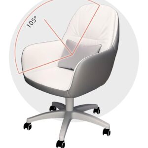 Home Office Desk Chairs, Swivel Chair Cute Leather Computer Office Dressing Table Chair for Women, Ergonomic Height Adjustable Swivel Chair (Color : Gray and Off-White)