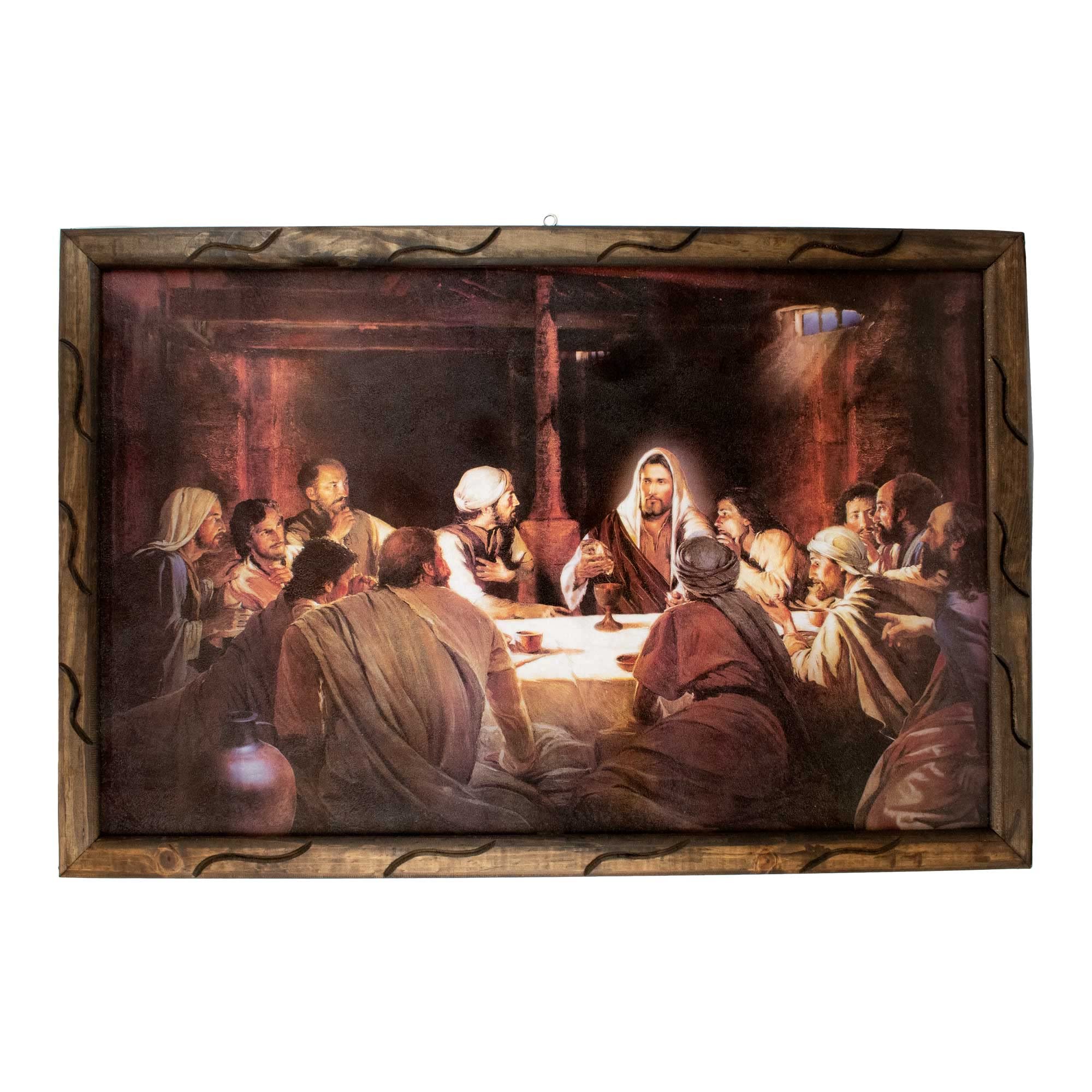 DVDMATINEMOVIES - Last Supper Ancient Oil painting image, Rustic Frame 24" x 36", 13"x18", 10"x12" inches Last Supper Ancient Art, Ultima cena Cuadro rustico, wall hang, wall decor, General Purposes (Large - 24"x36" Inches)