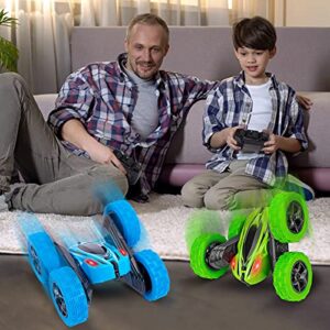 Lumiparty 2-Pack RC Stunt Car - High-Speed Rock Crawler Vehicle - 360 Rotating - 4WD Off-Road - Double-Sided Tumbling - Remote Control Car for Kids - 2.4GHz - 4 Rechargeable Batteries Included