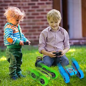 Lumiparty 2-Pack RC Stunt Car - High-Speed Rock Crawler Vehicle - 360 Rotating - 4WD Off-Road - Double-Sided Tumbling - Remote Control Car for Kids - 2.4GHz - 4 Rechargeable Batteries Included